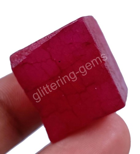 119.00 Ct Natural Red Ruby Cube Rough Dyed Certified African Loose Gemstone M25 - Picture 7 of 9