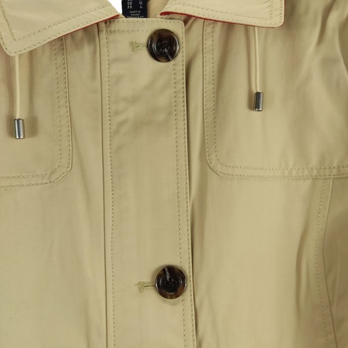 lands end womens coat beige hooded collared zip up pockets size medium free pp - Picture 7 of 11