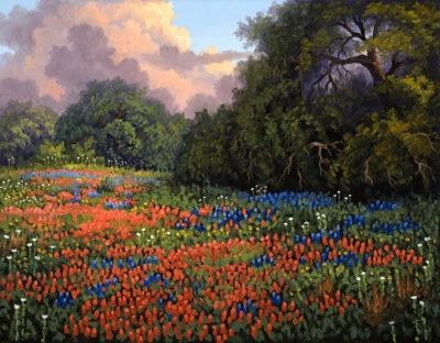 Texas Bluebonnets Landscapes Oil Painting Giclee Art Printed on canvas L2491