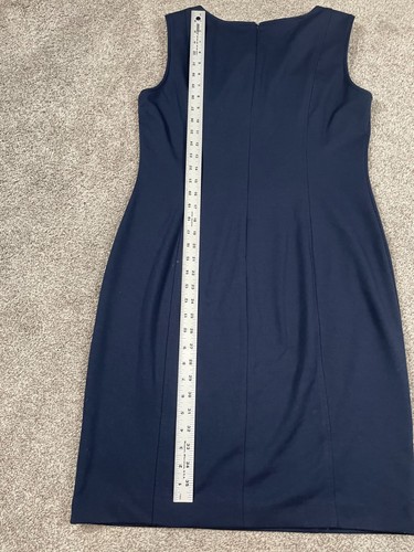 Calvin Klein Dress Womens 12 Navy Blue Sheath Pencil Classic 1/2 Zip Preppy Mini - Picture 7 of 8