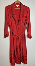Vintage Frederick  s of Hollywood Red Satin Patterned Robe w/ Ties, Size M