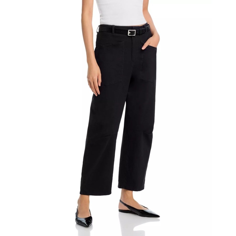 Steve Madden Women Black Twill Cotton Haniel Cropped Barrel Leg Pants Size XS