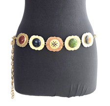 Chico's Chain Belt S M L XL 1X Gold Adjustable medallion Hip Belt One Size