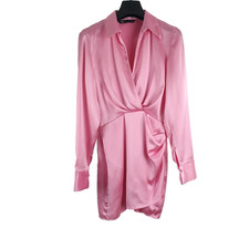 Zara Dress Size S Pink Satin Mock Wrap Mini Dress Satin