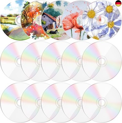 OOTSR Pack of 15 Clear Round Blank CDs for Painting, 12 cm - 1 mm Discs