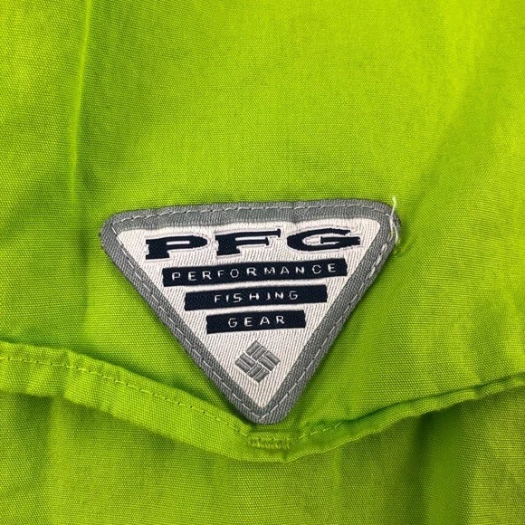 Рубашка с коротким рукавом Columbia PFG лаймово-зеленая на пуговицах для мальчика размер большой - Изображение 3 из 4