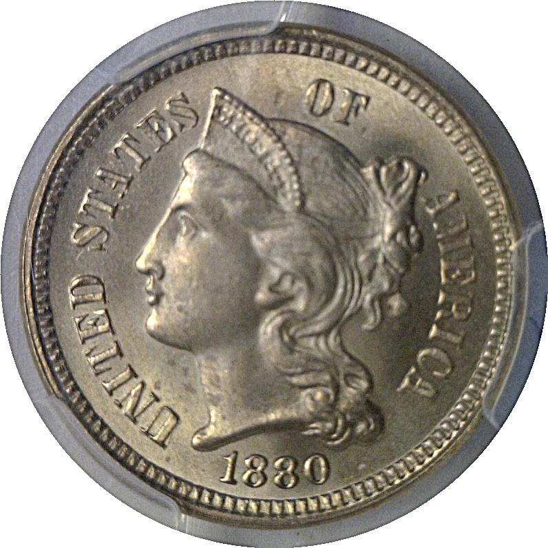 1880 Nickel Three Cent   PCGS MS-66  CAC - Image 2 of 3