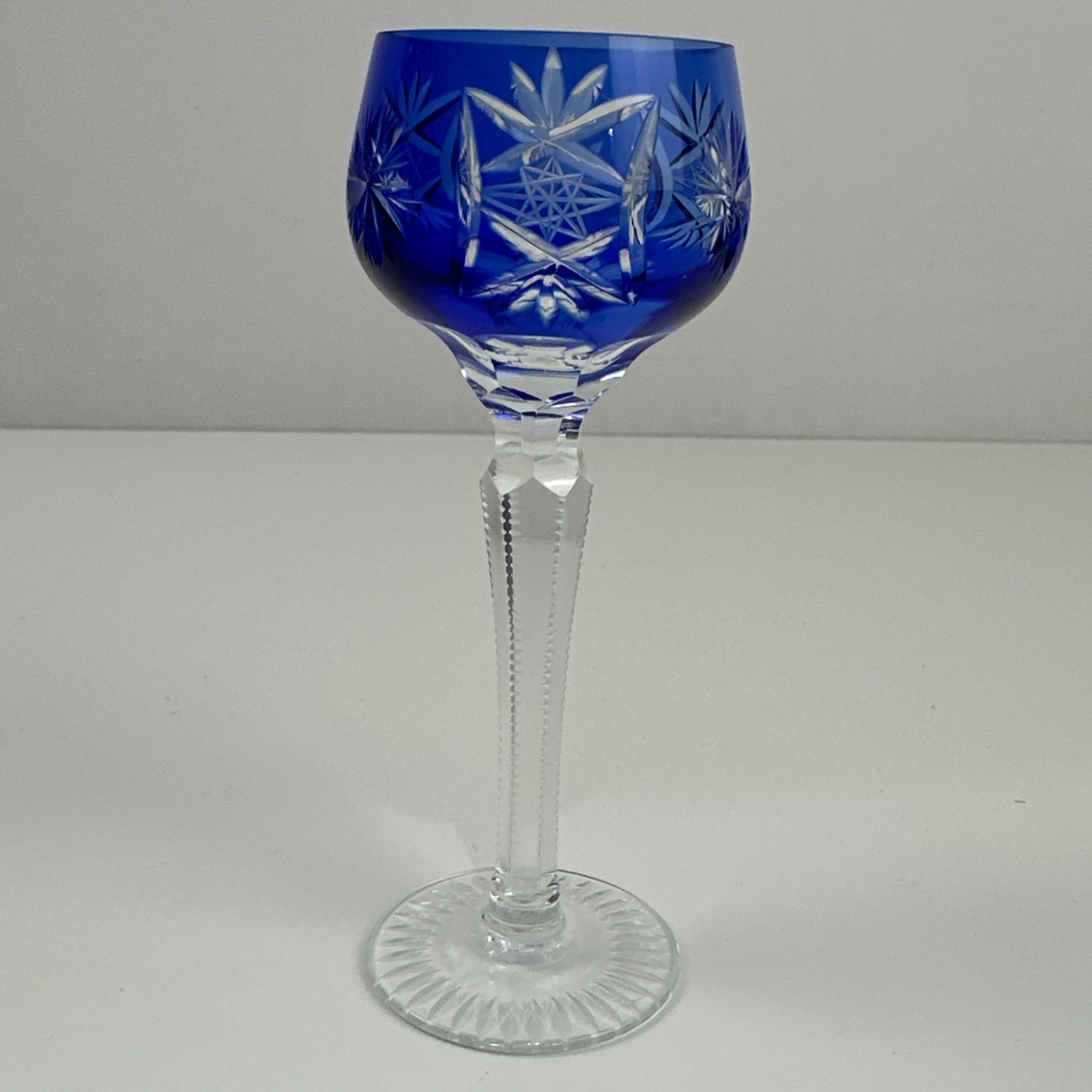 Antique HC Fry Cut to Clear Crystal Decanter & 4 Cordial Glasses RARE