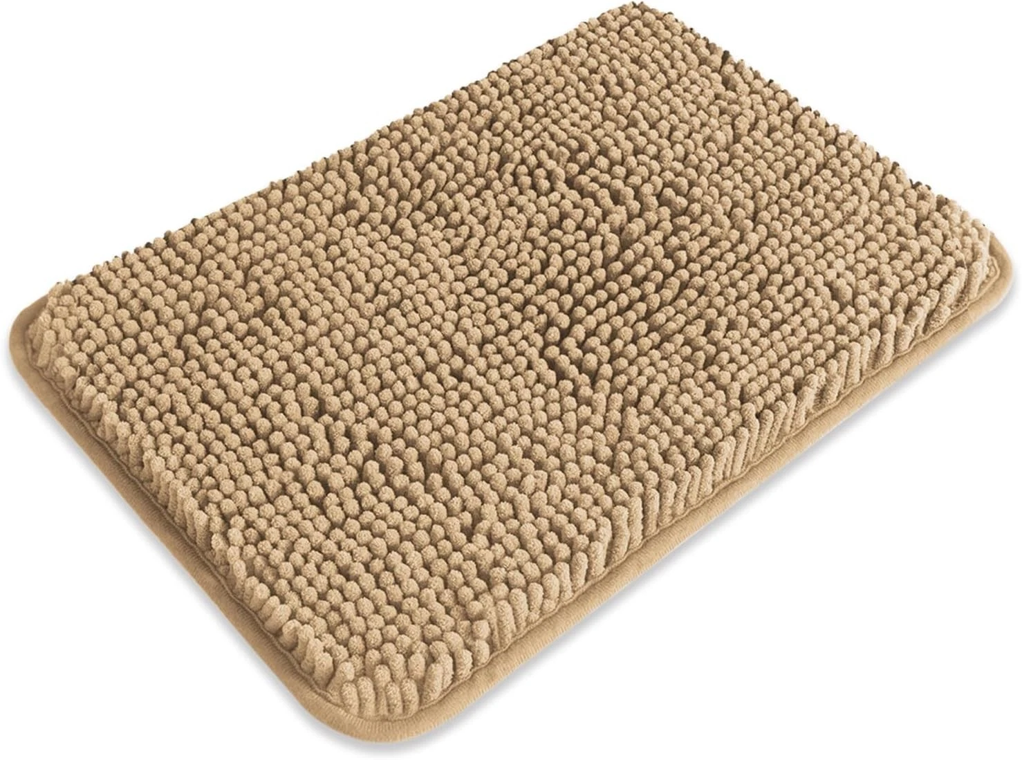 Small Bathroom Rug 12x18 Inch Washable Absorbent Non Slip Chenille Mat Beige - Picture 1 of 3