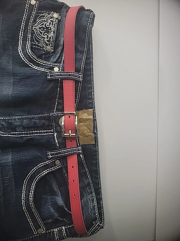 Vintage Belt Reversible Red Blue Women Silver Tone Hardware Accessory Italy - Image 2 of 4