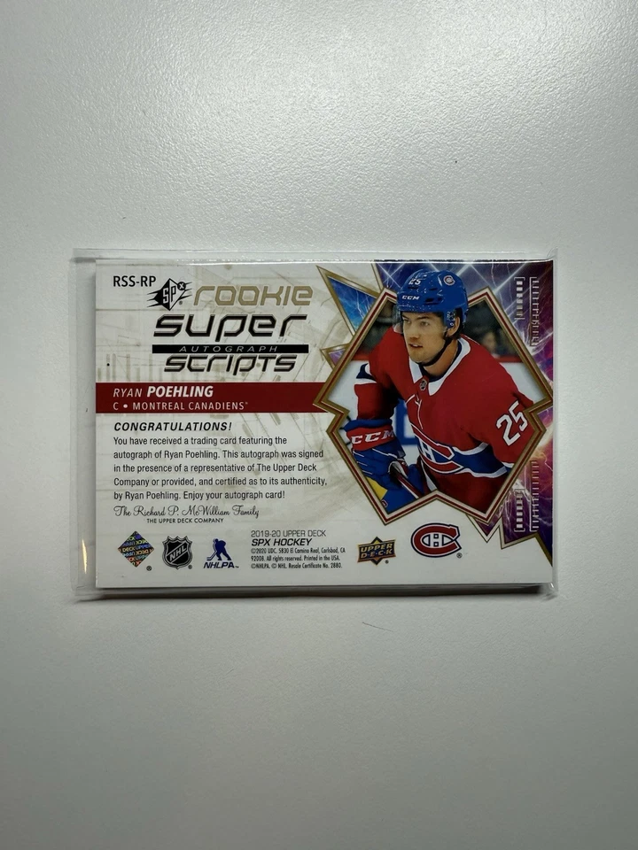RYAN POEHLING 2019-20 SPX ROOKIE SUPER SCRIPTS AUTO /25 - Image 2 of 2