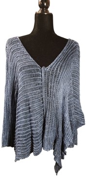 B K Moda Women's Asymmetrical Hem Sweater Topper, Denim, One Size