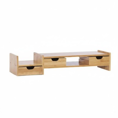 Bambus Monitorerhöhung ergonomisch Bildschirmständer mit Schubladen für
