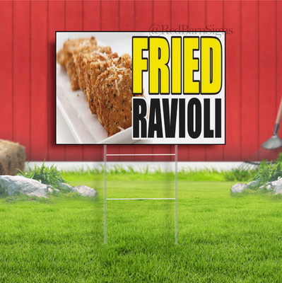 FRIED RAVIOLI deep fry wings meat Dumplings Indoor Outdoor Yard Sign with metal