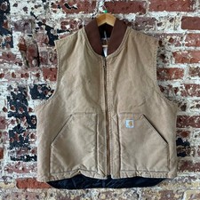 Carhartt Canvas Vest V01 BRN Men's Size XL Full Zip Brown