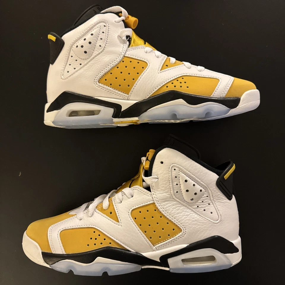 Nike Air Jordan 6 VI Retro Orche Amarillo 384665-170 Blanco Tenis GS Talla 5.5Y Foto 3 de 4