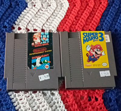 Lot Of 2 Super Mario Bros./Duck Hunt & Super Mario Bros. 3 NES Games [Working]