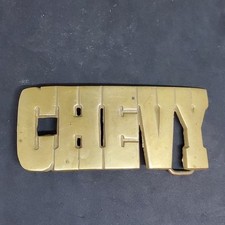 Chevy Solid Brass Belt Buckle Spell Out Block Letter Chevrolet Vintage 1970s