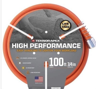 Teknor Apex 3/4'' x 100 ft Kink Resistant, Durable Contractor Garden Hose Orange