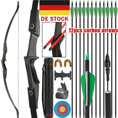57 Zoll Bogenschießen Takedown Recurvebogen Carbonpfeile Set for RH/LH Jagd Ziel