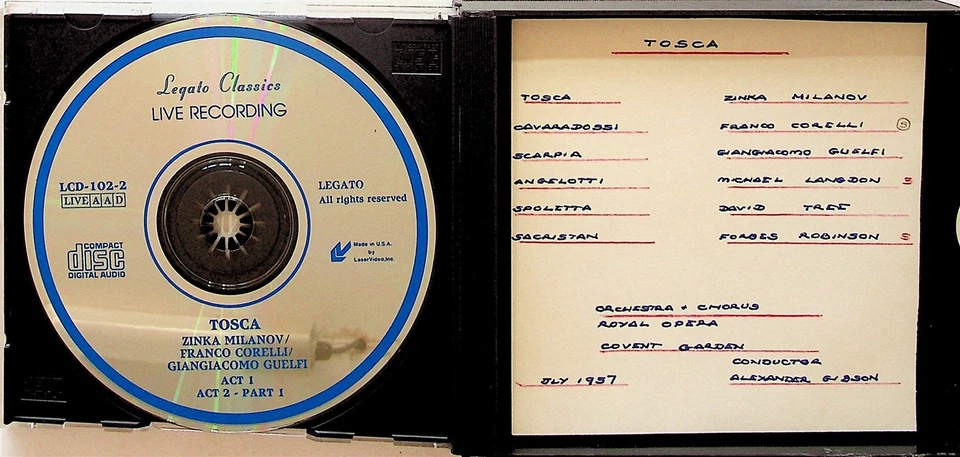 PUCCINI Tosca Live 1957 Gibson - ZINKA MILANOV Franco Corelli/Guelfi 2-CD Legato - Image 2 of 3