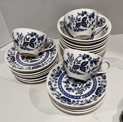 Vintage Inarco Teacup & Saucer Blue Floral Made In Japan Cottagecore 25 Pieces