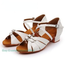 Women's Girl Latin Dance Shoes Tango Ballroom Low Heel Soft Sole Dancing Shoes