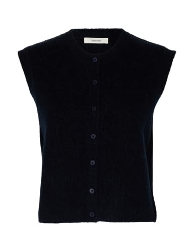 Selected Women Damen Slflulu Sl Button O-Neck Vest Noos, Dark Sapphire, XL-image