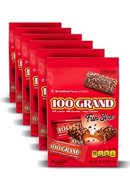 100 Grand Milk Chocolate Fun Size Candy Bars, 10 Ounce, 6 Count
