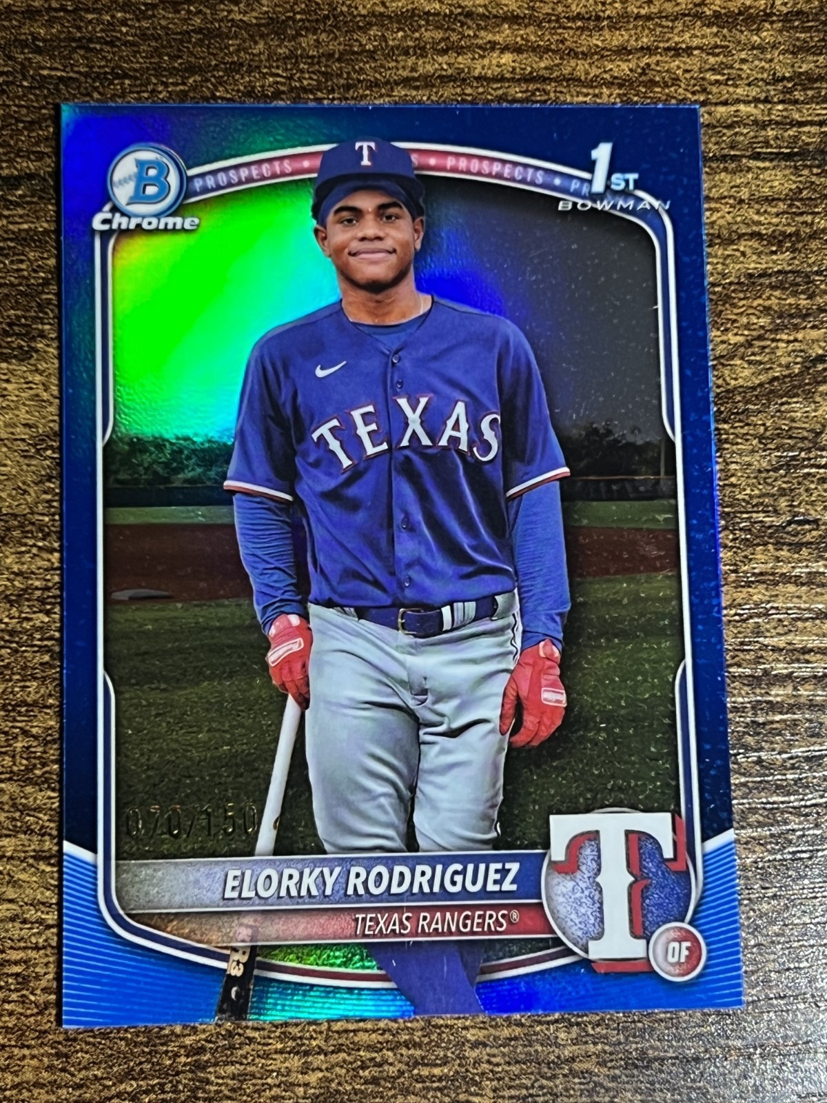 ELORKY RODRIGUEZ 2025 Bowman Chrome #BCP-186 Rangers Blue Refractor /150