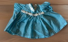 Vintage Toddler Blue Polka Dot Dress Lace Trim 70s Prairie Handmade