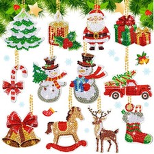 12 Pcs Diamond Art Christmas Ornaments Christmas Diamond Painting Ornaments 5...