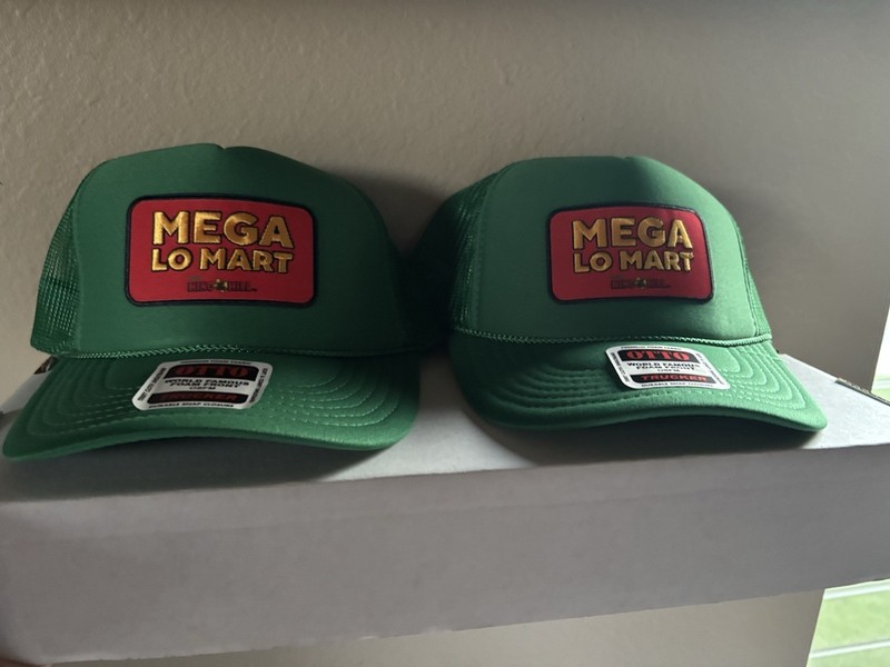 (2) King of The Hill Mega Lo Mart Hats Caps ComicCon SDCC Exclusive MegaLo