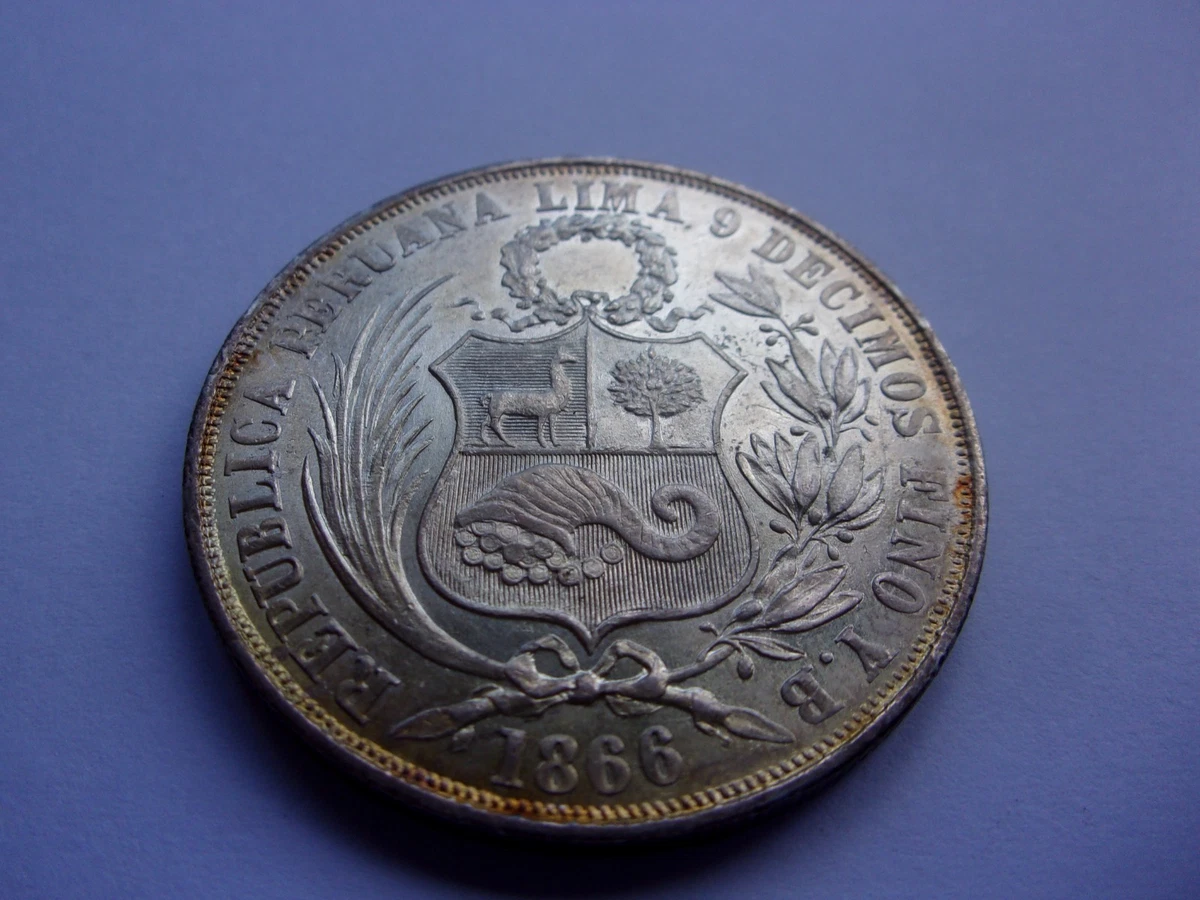 アンティーク　ペルー 1866年 １SOL 銀貨 アンティーク ペルー 1866年 1SOL 銀貨 アンティーク ペルー 1866年