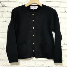 Vintage Tally Ho Women’s Cardigan Sweater Size S Metal Buttons Floral Crochet