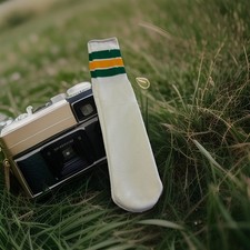 VTG Socks 80s Men  s Green Gold Stripe White Tube 21  Acrylic 90s USA Style 280