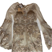 IMPERO COUTURE NWT Luigi Auletta Italy Gold Embroidered RhinestonesEN049 Sz 8-10