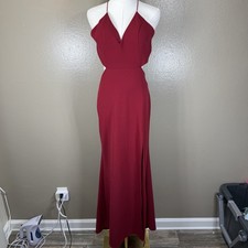 Windsor Red Sleeveless Plunging V Neck Pleated Bridesmaid A Line Maxi Dress M