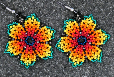 Huichol Beaded Earrings Native American Earrings V5