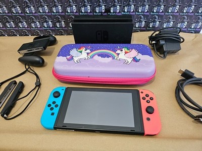 Nintendo Switch Konsole komplett 32gb V2 verbesserter Akku + Case + Rot & Blau
