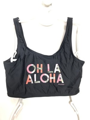 Protest Girls' Swim Top Aloha, Black/Pink, DE176 cm UK/USA32