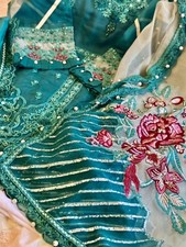 Pakistani Indian Three Piece Wedding/Party Dress. Size L.