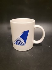 Vintage United Airlines White Coffee Cup Mug Blue Wing