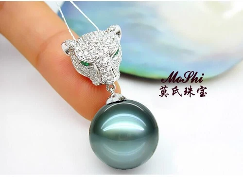 Huge 15mm natural Tahiitna genuine black blue pearl necklace  pendant AAA88
