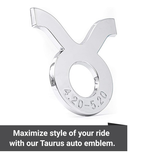 Taurus Emblem - Chrome Zodiac Sign - (2.5" x 3") - Horoscope & Astrology Decal - Picture 4 of 9