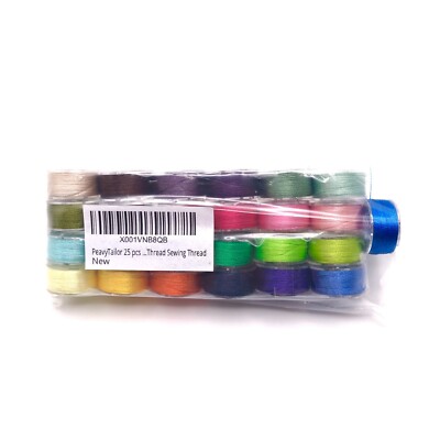 PeavyTailor 25 Pcs/Colors Prewound Embroidery Bobbins 40 Weight Polyester Thread