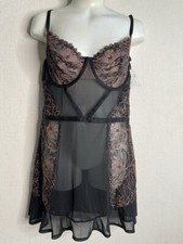 NWT Auden Pink Trim Underwired Sheer Babydoll Chemise Short Dress Women Size M