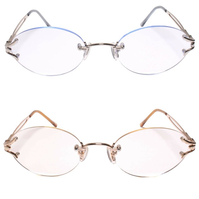 Womens Light Tinted Lens Oval Rimless Reader Reading Glasses eBay