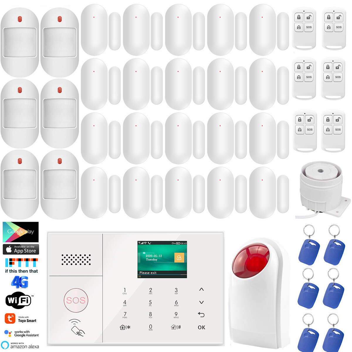 X62 4G GSM WiFi Smart Home Security Alarm System with Auto Dialer TUYA APP Control