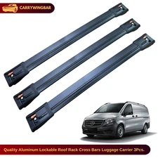 Roof Rack Cross Bars Black 3Pcs for Mercedes Vito W638/W639/W447